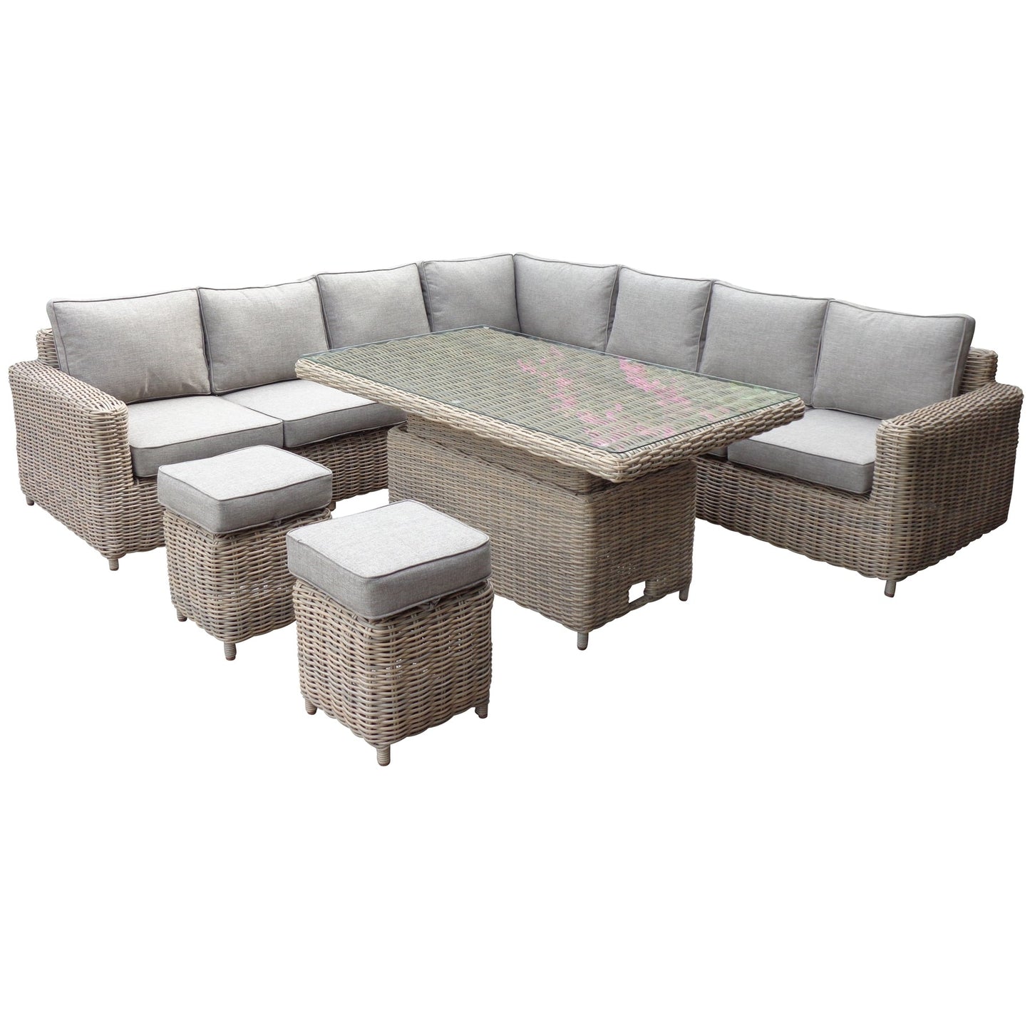 Eden Outdoor Large Corner Set With Riser Table + 2 Stools